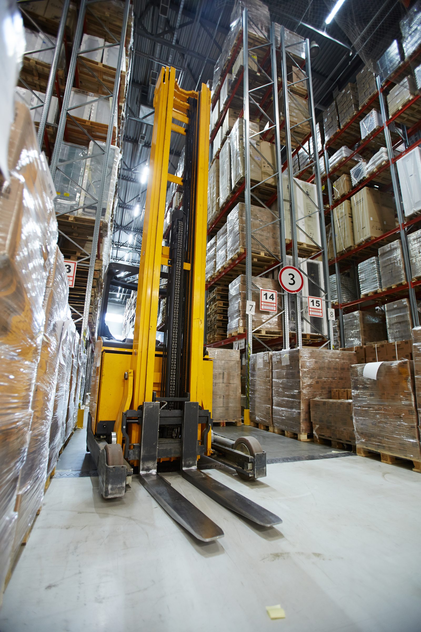 Warehouse forklift handling stock at a Double Impact hub
